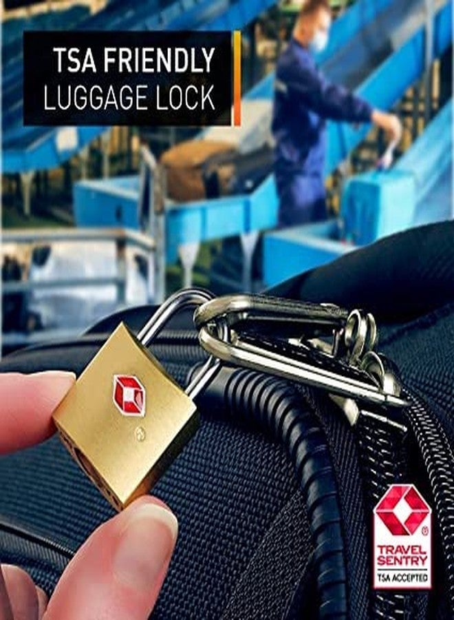 SHB TSA Approved Brass Mini Padlock, Brass Luggage Locks, Brass Lock with Key for Gym Locker, Backpack (Pack of 5) - Image 4